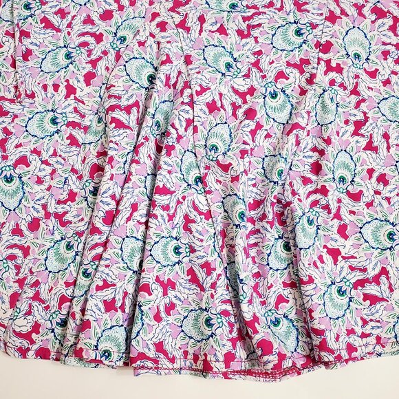 LOFT Womens Bloom Godet Double V Mini Dress Large Floral Sleeveless Stretch - Picture 10 of 14